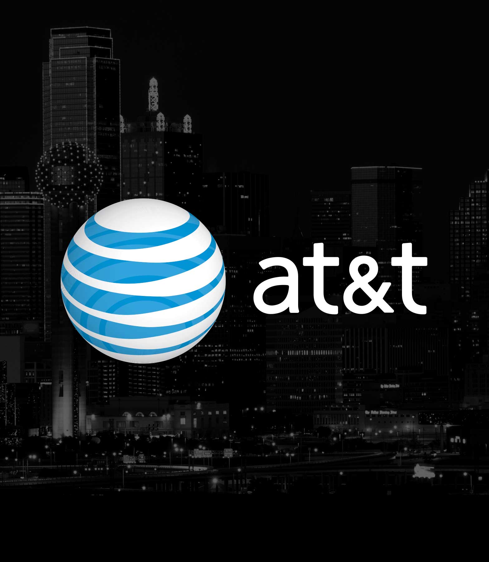 image of ATT logo and downtown Dallas, Texas