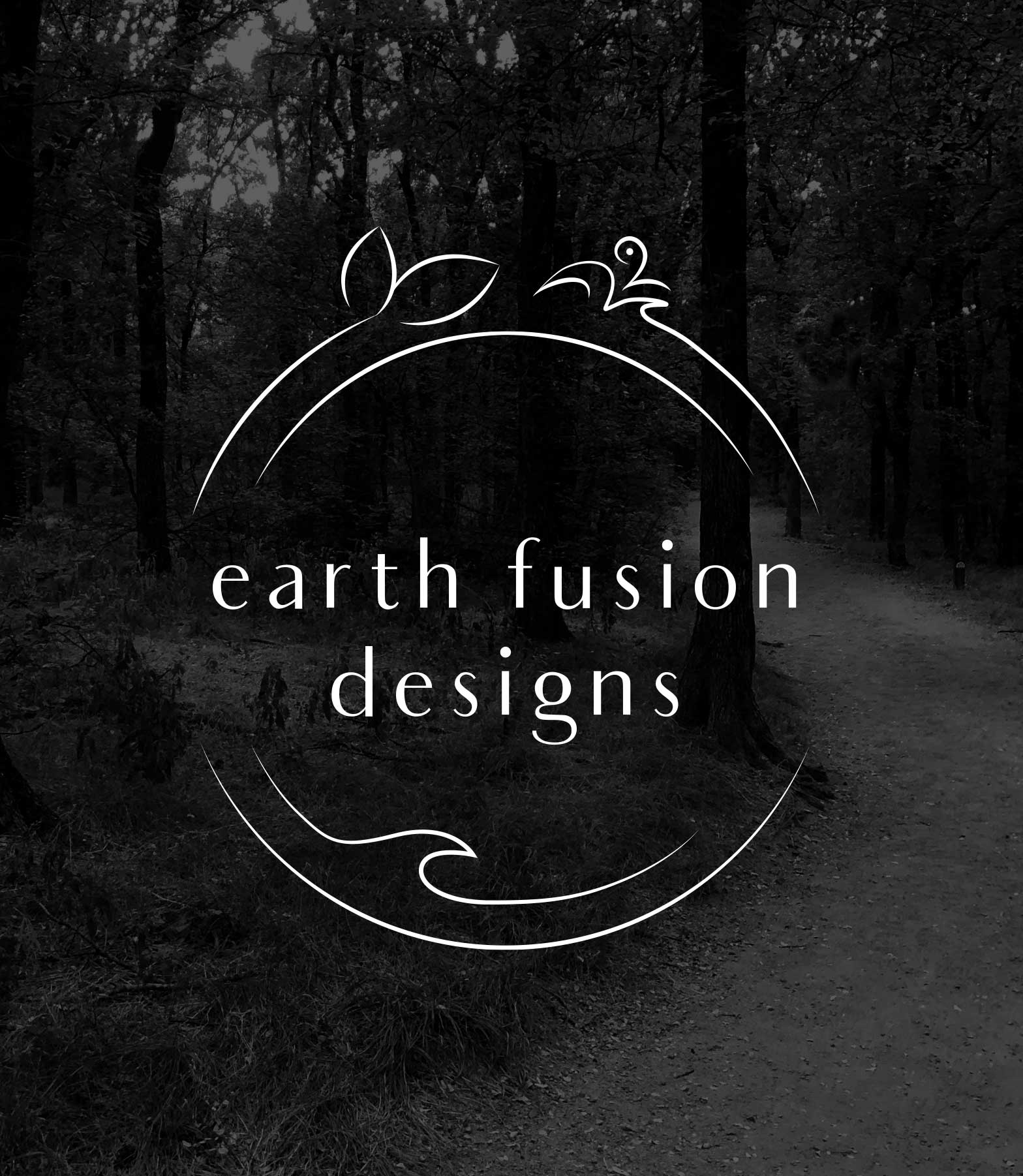 image of Earth Fusion Designs logo and forest nature path