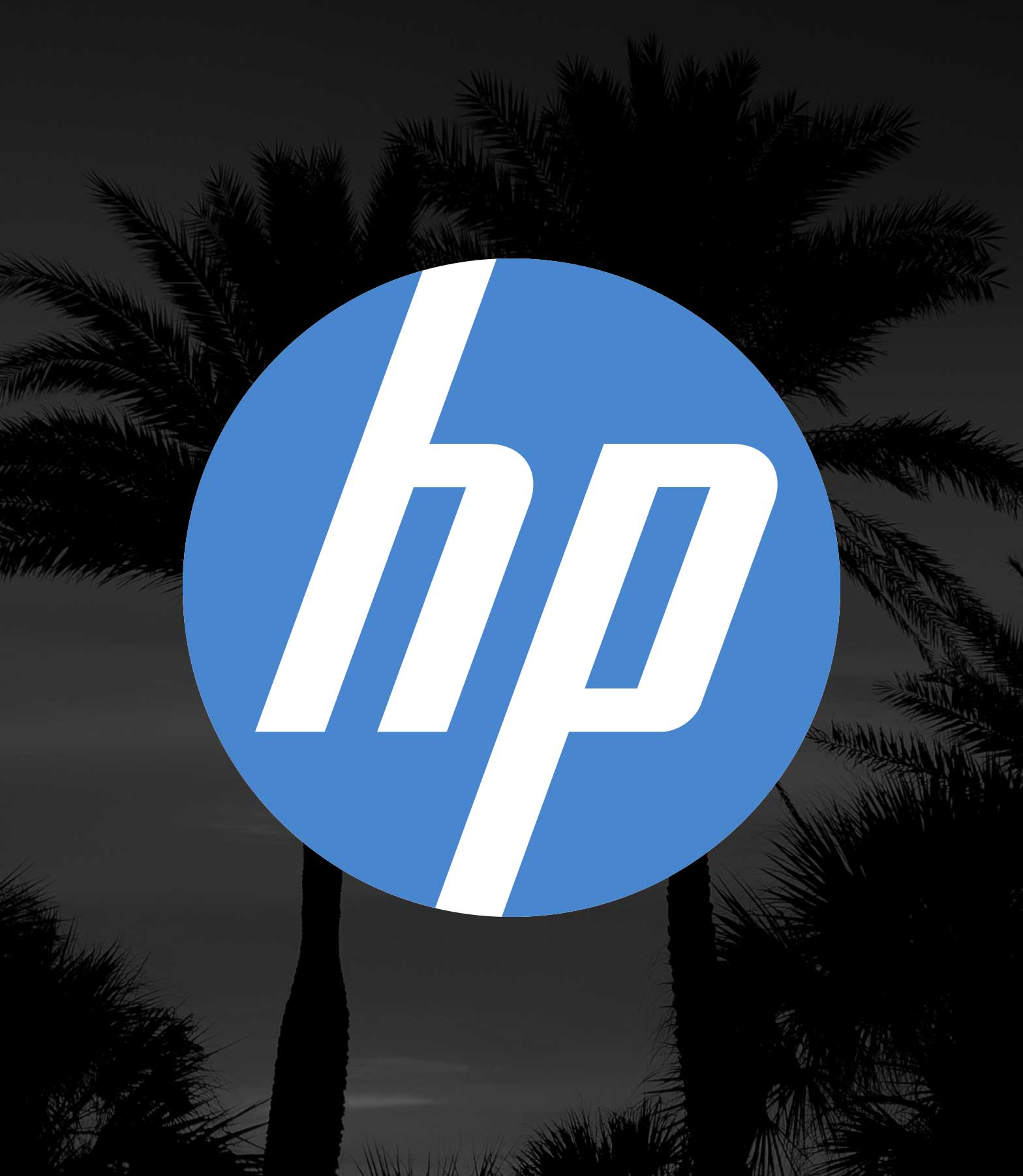image of HP logo and palm trees